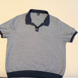 Gray and Navy knit Polo Shirt